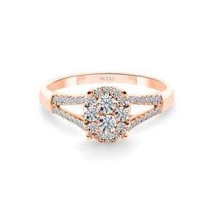 Anillo Diamantes Olivia 0.55 Oro Rosa