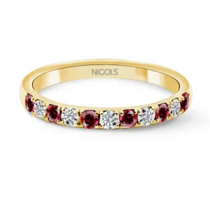 Anillo Diamantes Rubís Azalea Oro Amarillo