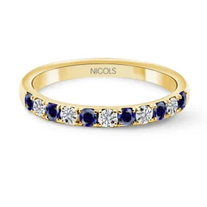 Anillo Diamantes Zafiros Azalea Oro Amarillo