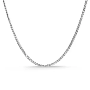 Cadena 60 cm Oro blanco 18K 1.7mm Maciza Barbada