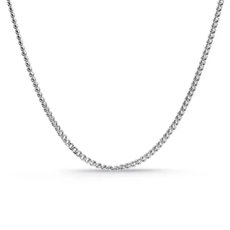 Cadena 60 cm Oro blanco 18K 1.7mm Maciza Barbada