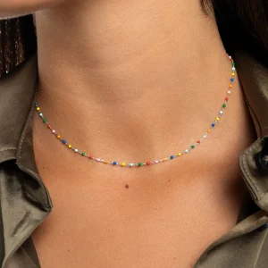collar bolitas colores