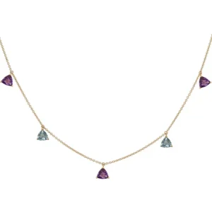 Collar Colgantes Piedras Amatista Y Topacio Trillon