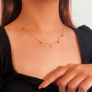 Collar de Cristales de Plata 925 Cadena para Mujer