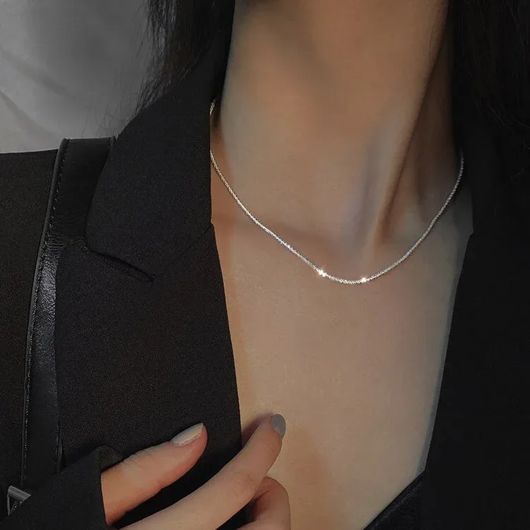 Collar de Plata 925 Esterlina Cadena Moda