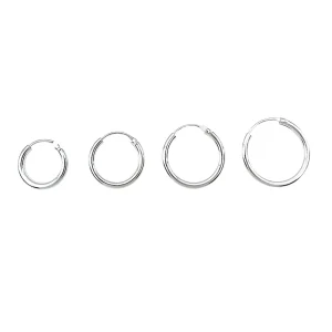 Pendientes de plata de aro, criollas • grosor 2 mm con diversos diámetros