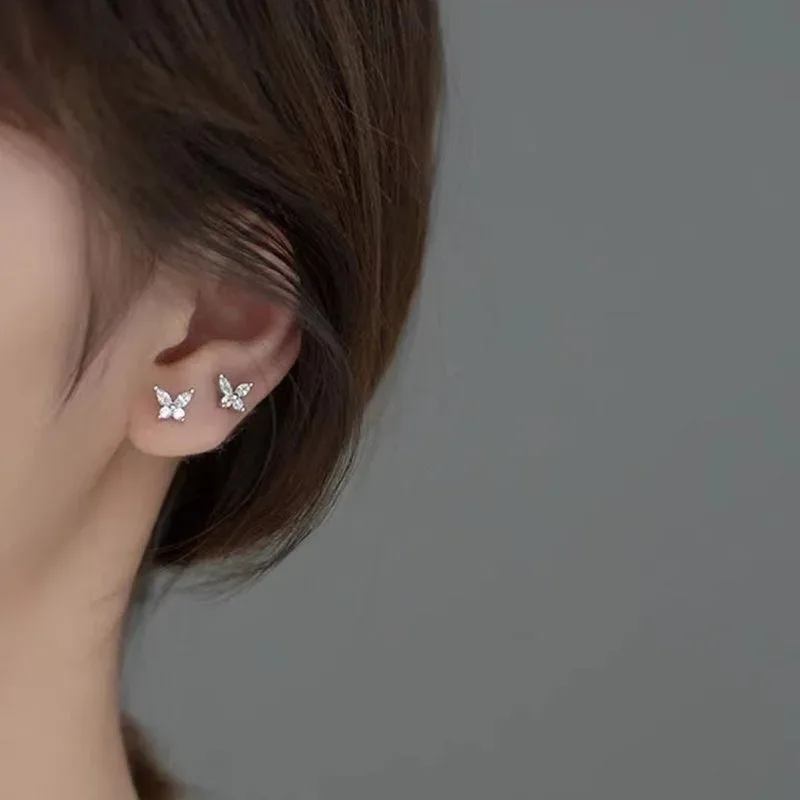 Pendientes Mariposa Aretes de Plata para Mujer Piercing Oreja Plata - Imagen 2